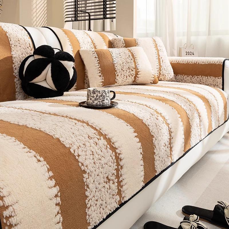Hair Plush Sofa Cushion, Autumn And Winter Non-Slip Thickened Seat Cushion, Light Luxury High-End Sofa Cover Cover Cloth