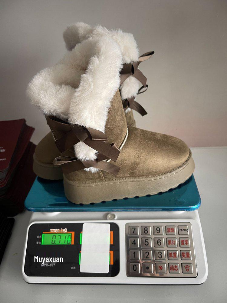 Women's Fluffy Snow Boots 2025: New Arrival, Velvet-Lined, Thick Platform, Bow Accent, Mid-Calf Design - Free Shipping