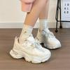 Ultraleichte Damen Schuhe Plateau Mesh Sneaker Damen Herbst Neu Mädchen Vielseitige Höhenvergrößernde Dad Schuhe