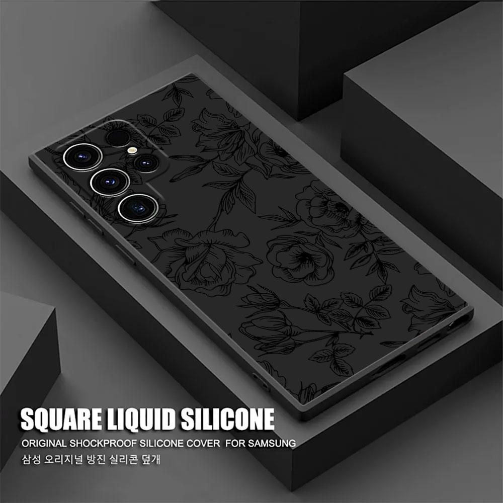 Beautiful Flowers Leaf Phone Case For Samsung Galaxy S26 Ultra Cases S25 FE S24 S23 S21 Ultra S20 FE S22 S26 Plus 5G Black Cover