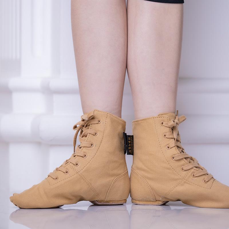 Czarne płócienne buty baletowe i jazzowe z wysoką cholewką i miękką podeszwą dla mężczyzn i kobiet