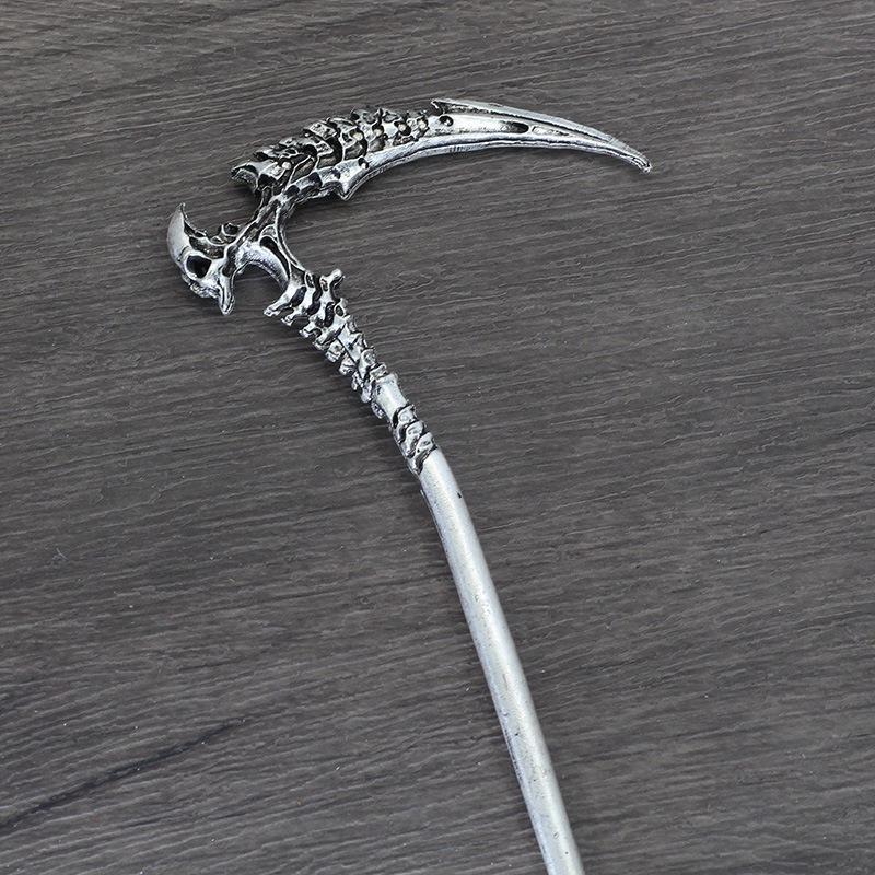 Personalized Fashionable Retro Skull Sickle Women's Alloy Hairpin Halloween Party Role-playing Braided Hair Gothic Style Hairpin