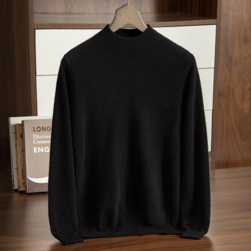 New cashmere sweater men's semi-turtleneck pure cashmere sweater men's loose bottoming cashmere knitted sweater