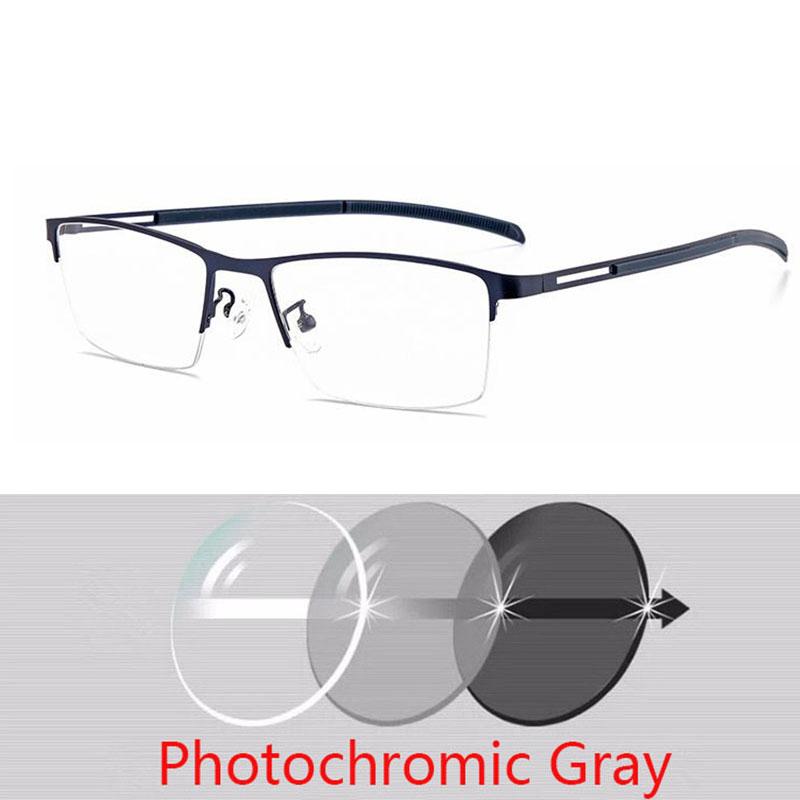 Alloy Ultra-Light Photochromic Glasses Half Metal Frame Myopia Optical Prescription Shortsight SPH 0 -0.5 -0.75 -1.0 TO -6.0