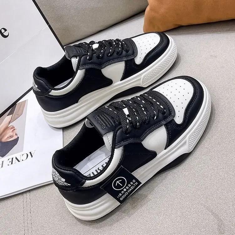 Fashion Board Shoes Women's Sneakers New Muffin Thick Bottom Khaki Black White Color Matching Fashion Women's Shoes Casual Sports Shoes