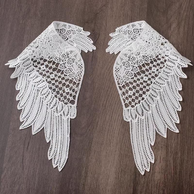 

1 Pair Black White Embroidery Wing For Clothing Dress Decoration Patch 14*36.5CM білий