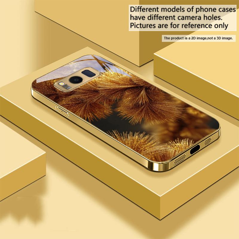

Golden Needle Art Sense For Samsung Galaxy S26 S20 FE S21 S22 S23 Plus S24 Ultra 25Ultra S21+ S9 S22 S8 Golden glass phone case Galaxy S26