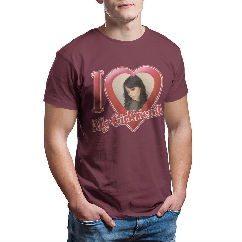 I Love My Girlfriend Jenna Ortega T Shirt for Men Pure Cotton Vintage T-Shirt Round Collar  Tees Short Sleeve Tops 4XL 5XL