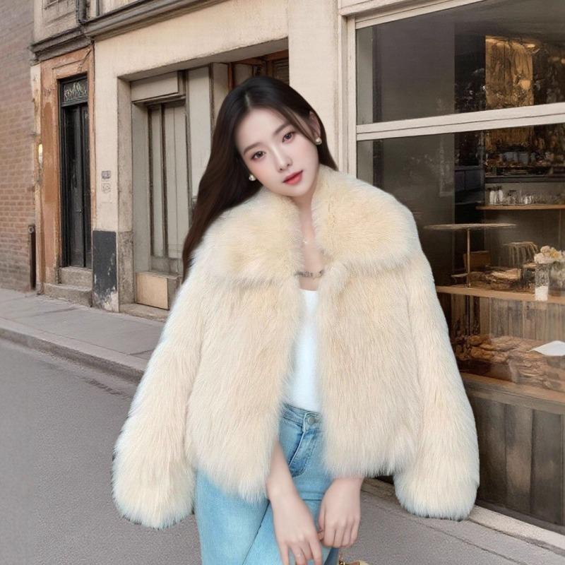 Winter Imitation Fox Hair Short Fur Coat Women's Thickened New Fur Coat Lapel Light