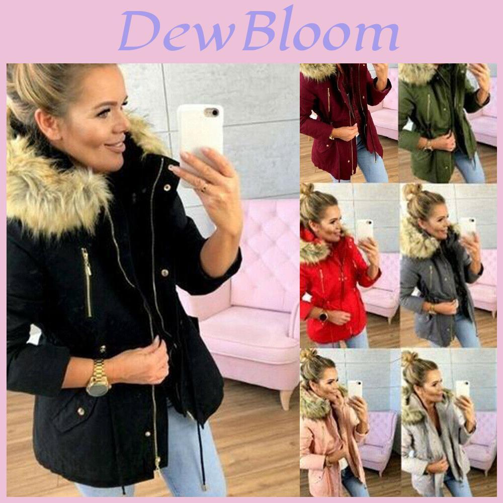Fur Winter Womens Lined Parka Hooded Jacket Warm Thick Overcoats Coats Outwear