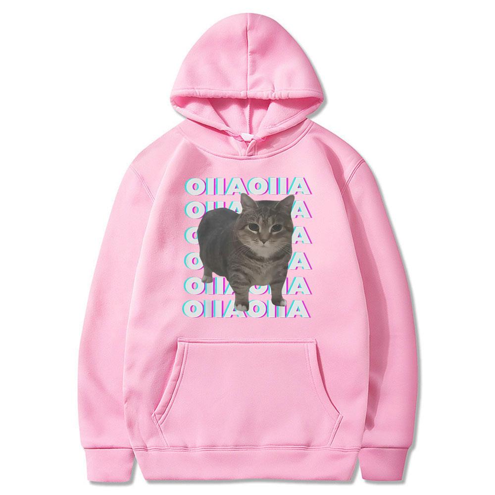 OIIA OIIA Spinning Cat Meme Glitch Disco Funny Tops Men Women Clothing Cotton Short Sleeve Streetwears Fashion Vintage Hoodies