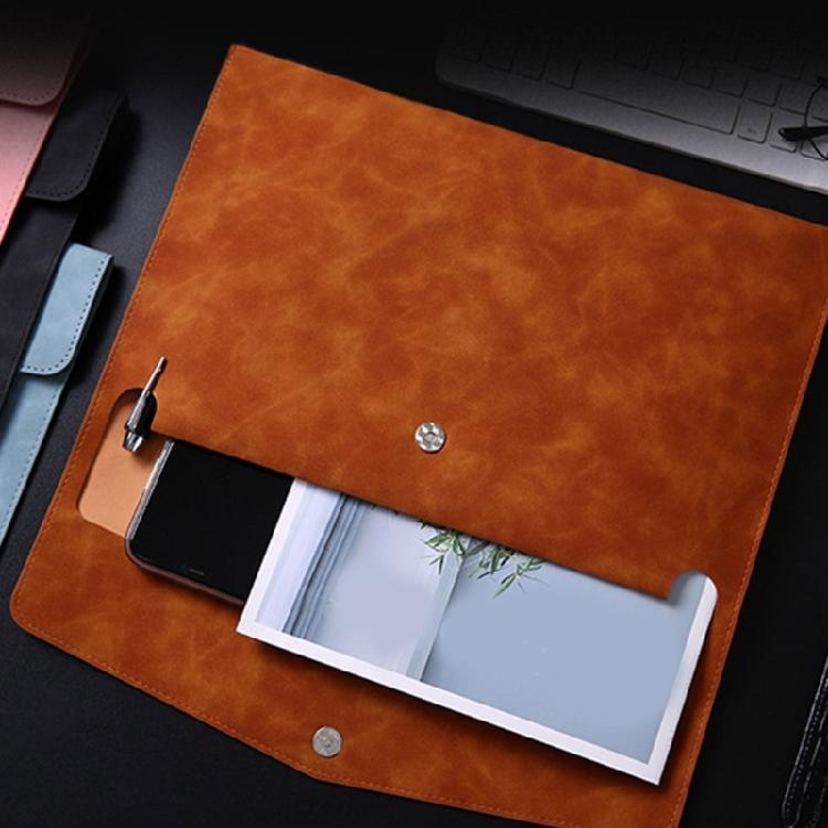 Business Folder Water Resistant Leather Document Organiser Carrying Case Magnetic Button Closure 330x240cm for Office