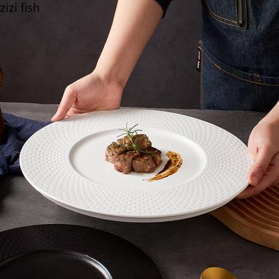 Solid Color Ceramic Flat Plate Steak Plate Pasta Plate Sushi Dessert Plates Restaurant Molecular Cooking Specialty Tableware