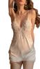 Babydoll Sexy Lingerie for Women Lace Slip Negligee Nightwear Half Slip Nightdress with Shorts Cute [Mqyzhx] T-back (L, White)