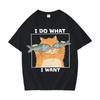 Funny Cat Holding Fish I Do What I Want Print Unisexs Cotton Teenagers Short Sleeve Top 2026 Summer Daily Street Casual Tee