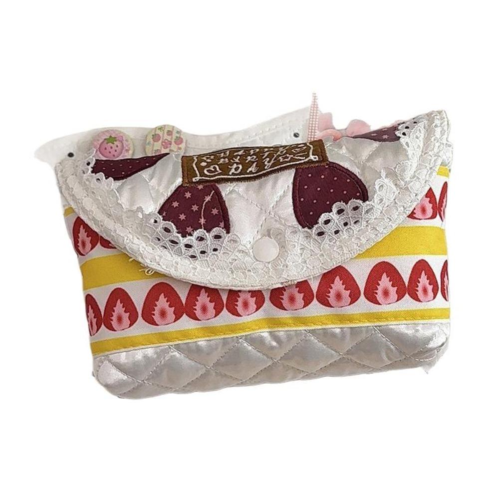 

Large Capacity Strawberry Cake Print Pencil Case Multi Functional Portable Cosmetic Storage Bag Snap Fasteners Pen Box