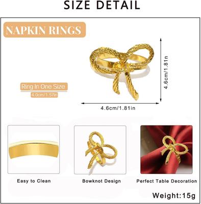 Napkin Rings Alloy Bow Tie Napkin Holder Dinning Table Napkin Ring for Wedding Banquet Table Setting Gatherings Table Decor