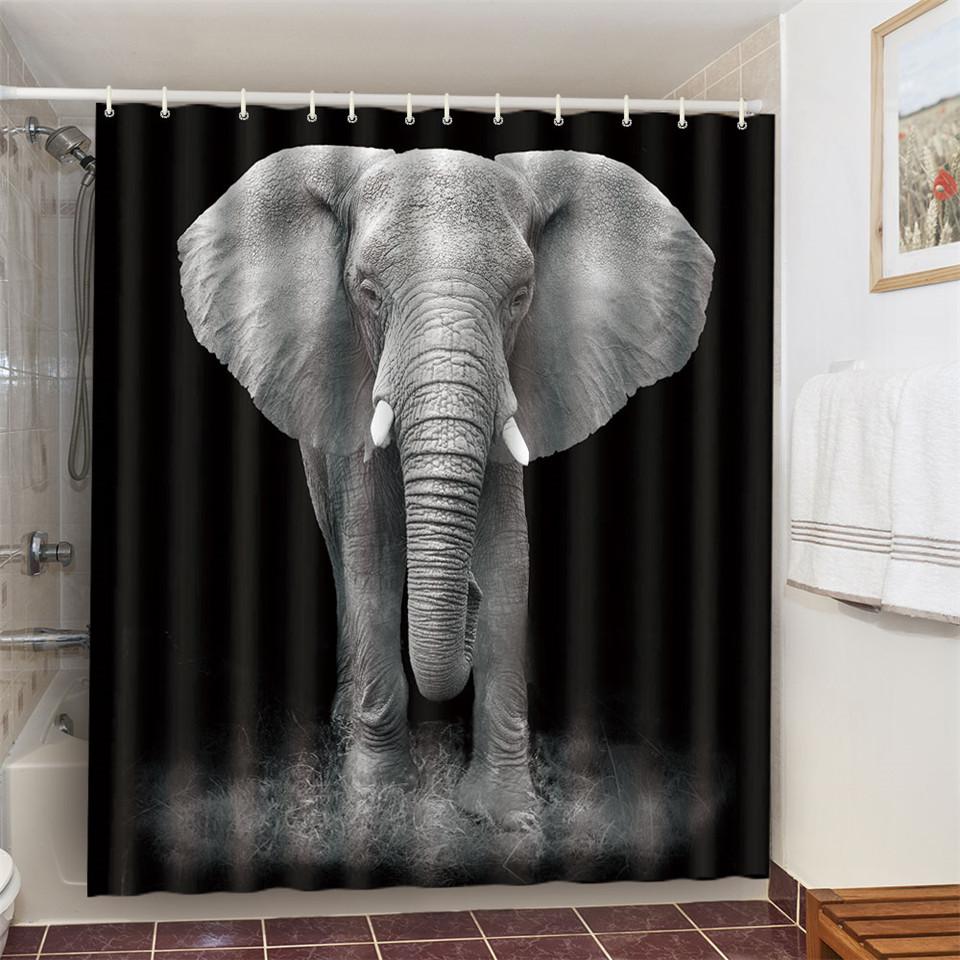 Cat Brushing Teeth Shower Curtain Bathroom Product Waterproof Durable Polyester Fabric Room Decoration cortinas With 12pcs Hooks