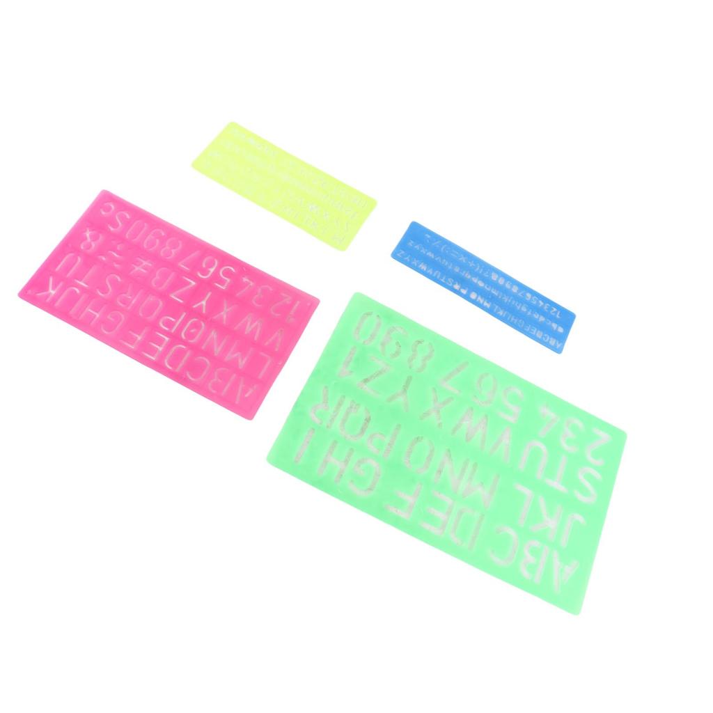 4 Pieces Letter Number Stencils Plastic Material Capital Lowercase Lettering Template for Learning Painting Scrapbooking