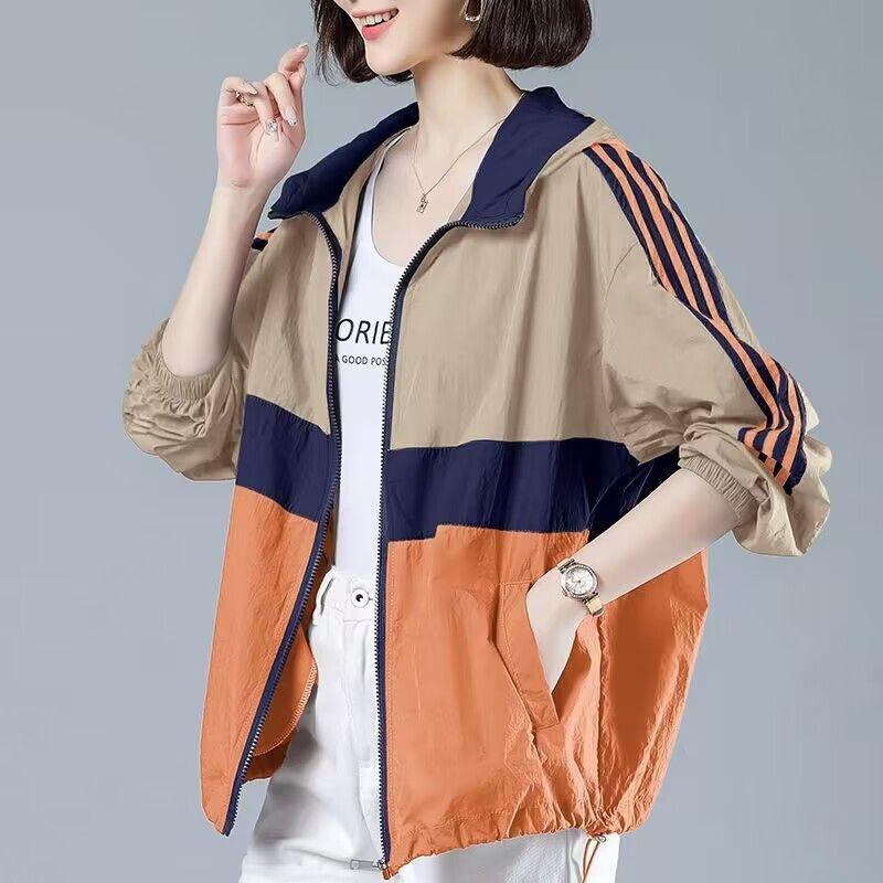 Women's Plus Size Sun Protection Jacket UV-Protective Summer Loose Versatile Breathable Hooded Lightweight Outerwear