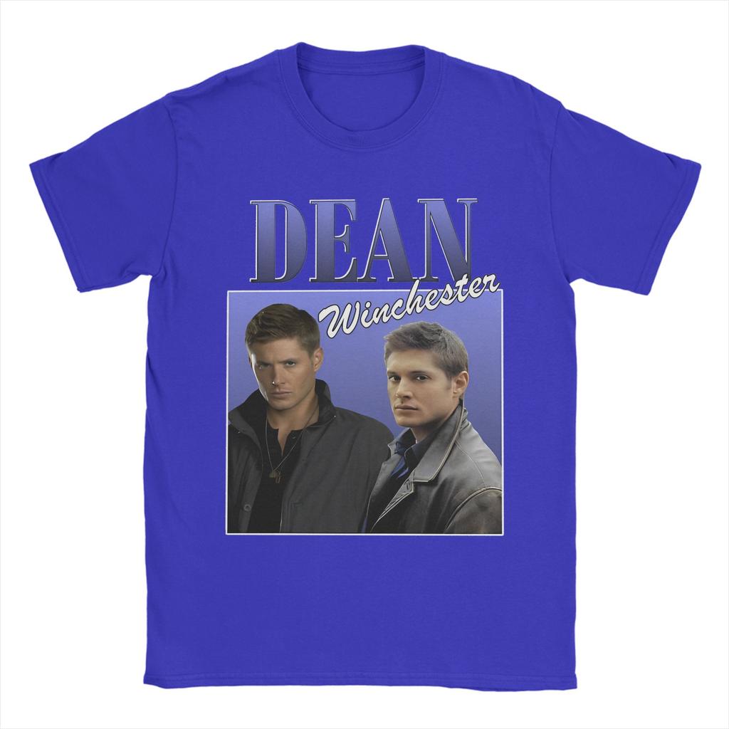 Leisure Supernatural Dean Winchester Tshirt Crewneck Short Sleeve Tops Shirts Movie TV Series Cotton Summer Tops Shirts