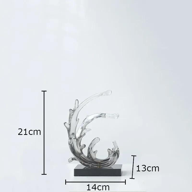 

Blue Sea Waves Statue Desk Decoration Ornaments Creative Transparent Sea Wave Sculpture Resin Crafts Room Aesthetics Decor