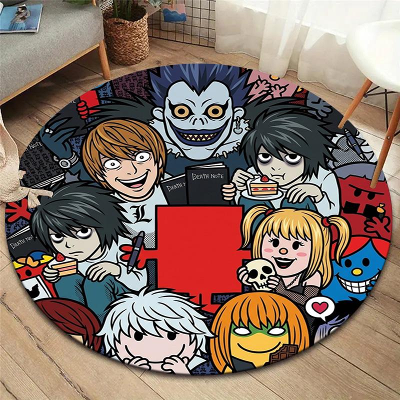 Death Note Round Area Rug Carpet Rug For Living Room Bedroom Sofa Playroom Decor Nonslip Floor Mat