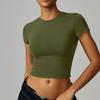 Women Short Sleeve Crew Neck Pullover Casual Fitted Crop T Shirt Basic Lightweight Soft Stretchy Top for Daily Wear