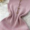 Summer Designer Solid Hollow Out Long Knitting Dress Women Elegant Half Turtleneck Sleeveless Slim Knitwear Sweater Dresses Female