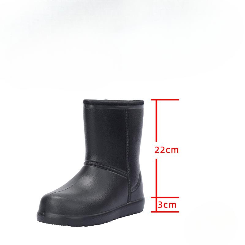 EVA Tube Rain Boots Black Winter Warm and Velvet Cotton Rain Boots Non-slip Fishing Water Shoes Labor Insurance Rain Boots