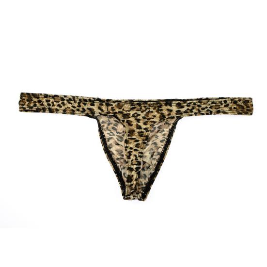 Men Thong Sexy Low-Rise Slim Fit Briefs Leopard Print High Elasticity Breathable Panties Comfortable Daily Wear