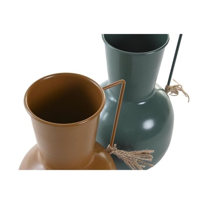 Vase décoratif - Naturel - Boho - Métal - 24 cm - Couleurs variées (orange, vert, moutarde)