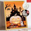 Halloween Pearl Painting Set Witch Pumpkin 5D DIY Pearl Art Home Bedroom Wall Decor Handmade Gift Craft Kit Holiday Party Decoration