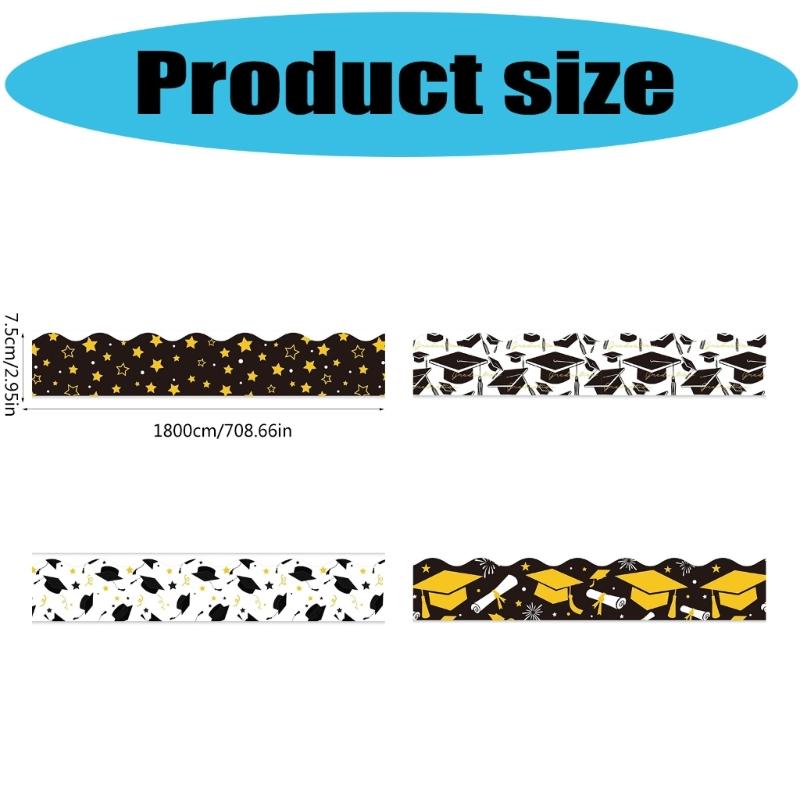 59ft Graduation Border Sticker 75mm Wide Border Trim Sticker for School Party Classroom Chalkboard Whiteboard Decoration