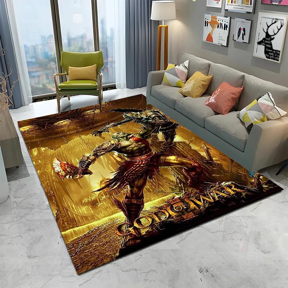 3D God of War Games Gamer Kratos HD Carpet Rug for Home Living Room Bedroom Sofa Doormat Decor,kids Area Rug Non-slip Floor Mat