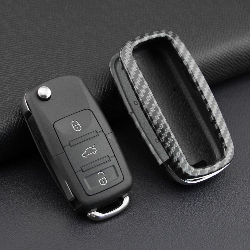 Carbon Fiber Volkswagen Golf 6 Key Case: Protective Cover for Three-Button Models.