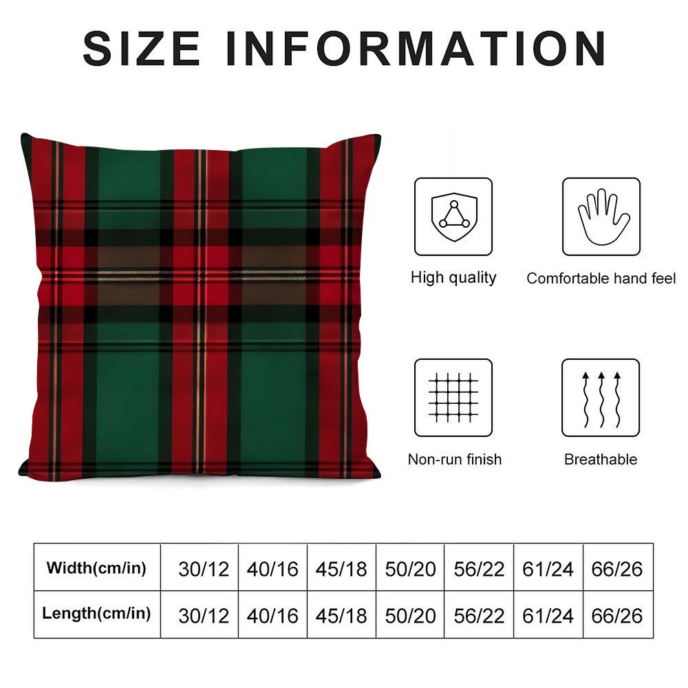 Christmas Plaid Cushion Cover Silky Short Plush Double-Sided Printed Pillow Case For Sofa All Seasons Home Decor Gift