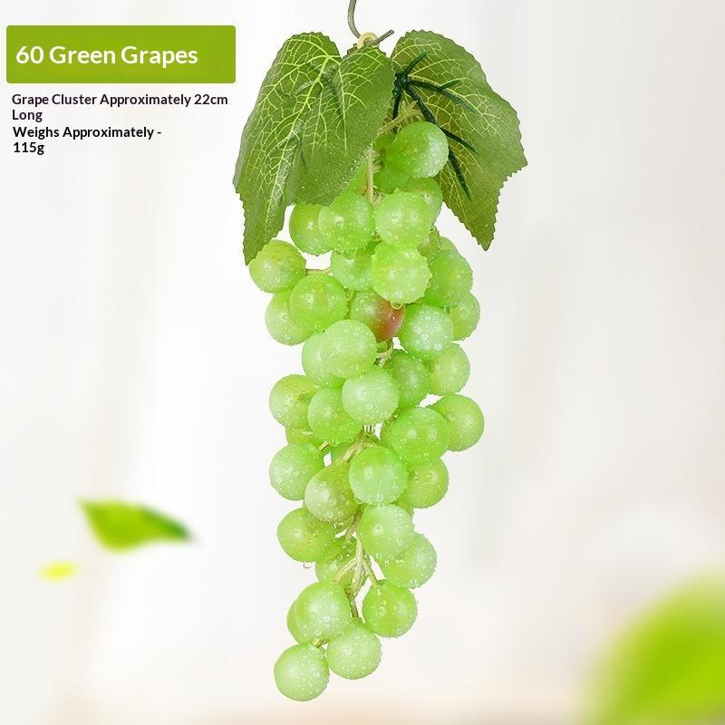 1Pcs Realistic Plastic Artificial Grapes Bunches Simulation Fake Fruit with Leaves for Vintage Home Decor Party Table Display