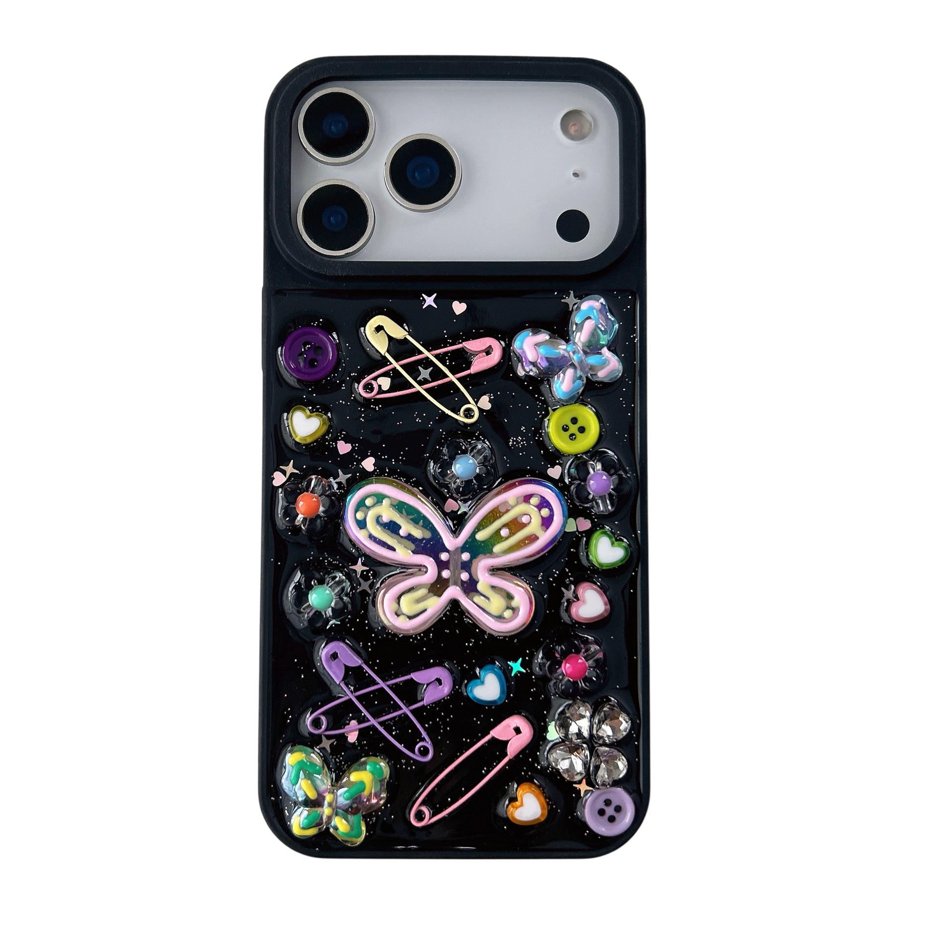 Роскошный эпоксидный чехол с бабочками для iPhone 17 Pro Max/16 Pro iPhone 17