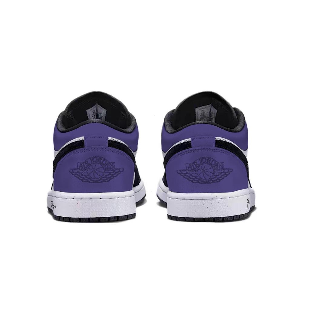 Jordan Air Jordan 1 Purple Toes Abrasion Resistant Low top Vintage Basketball Shoes Unisex Black Purple HF3148-106(Team1291-)