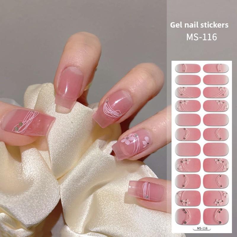 Gel Nail Stickers, 22-finger No-bake Nail Polish Glue, Wearable Nail Pads, Full Application