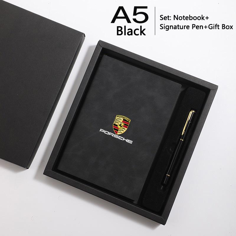 A5 Notebook Set Car Business Memo Thickened Simple Hard Cover For Porsche Cayenne Panamera Macan Cayman 718 911 Taycan Sticker VN2