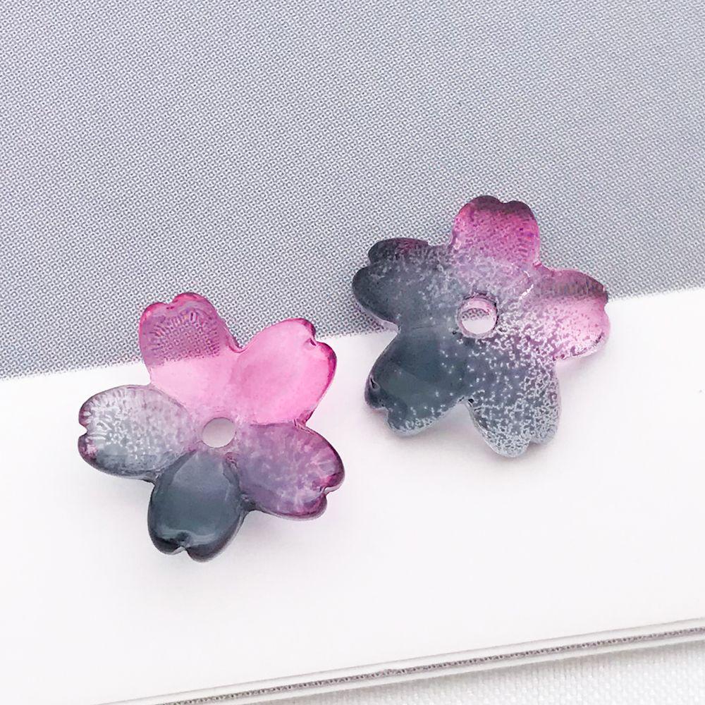 50 Multicolor Transparent Gradient Cherry Blossom Petal Charms for DIY Jewelry