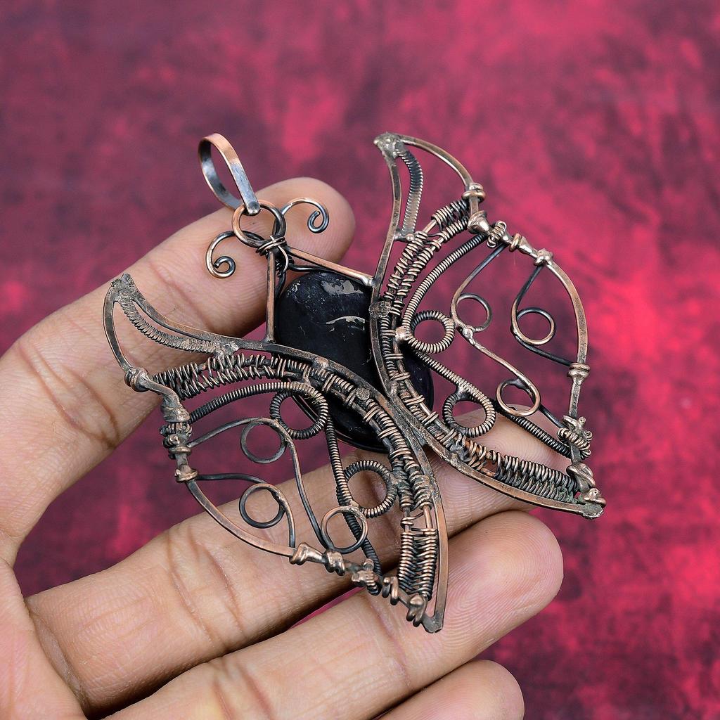 Sugilite pendant copper wire wrapped pendant handmade real gemstone pendant copper jewelry butterfly pendant gifts for her wire wrap jewelry