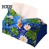Foldable Paper Organizer Leather Tissue Box Cover with Flowers Pattern, Desktop Organizer, Napkin Holder Case, Portable Dispenser Facial Dispenser,