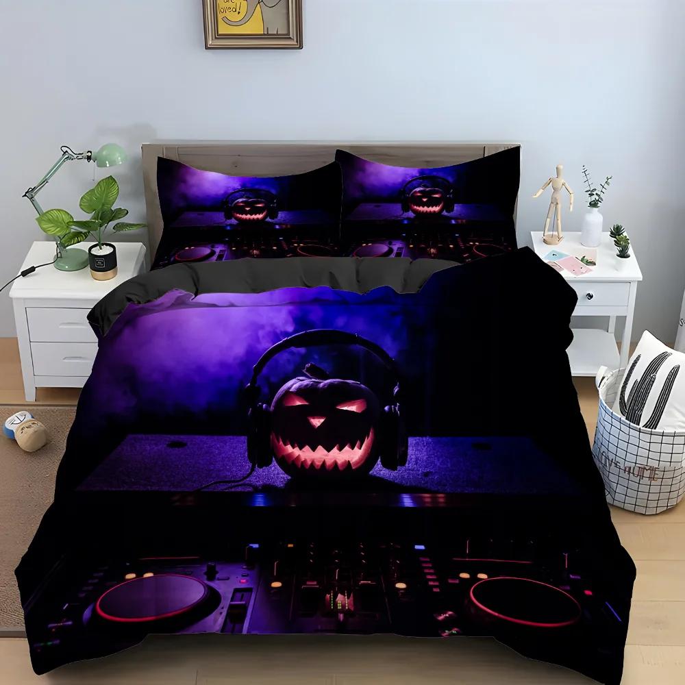 Halloween Horror Kürbis Königin König Bettbezug Nacht Hexe Bettwäsche Set Fledermaus Mond Steppdeckenbezug 2/3 Stück Polyester Bettdeckenbezug