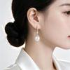 Silver Freshwater Pearl Drop Earrings With Cubic Zirconia For Wedding Party Anniversary Daily Wear