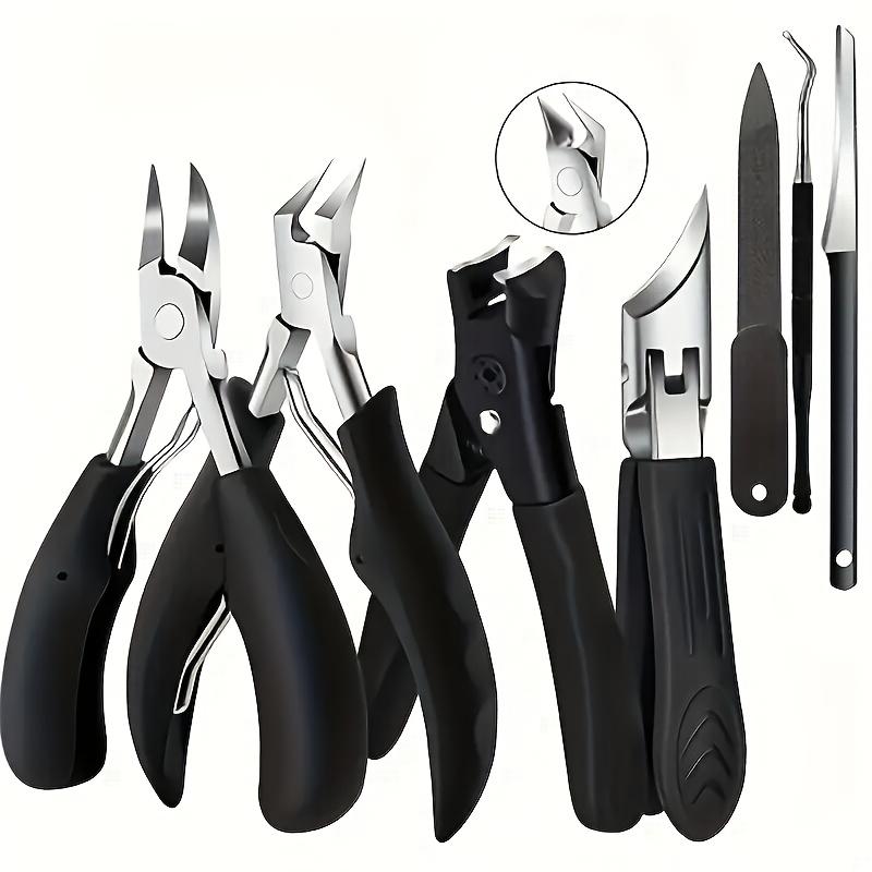 

Black Stainless Steel Nail Tool Set - Durable Nail Clippers, Nail Nippers, and Nail File with Nail Clipper