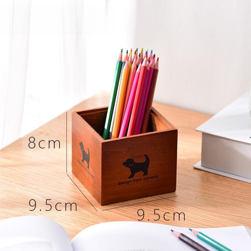 

Creative Cartoon Wooden Pen Holder, Simple Wooden Succulent Flower Pot for Groceries, Desktop Finishing and Storage Box.