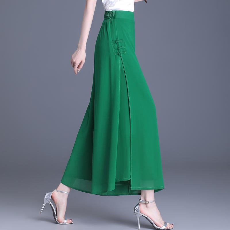 Summer Chiffon High Waist Pants for Women Fashion Wide Leg Pants Ladies Vintage Clothes